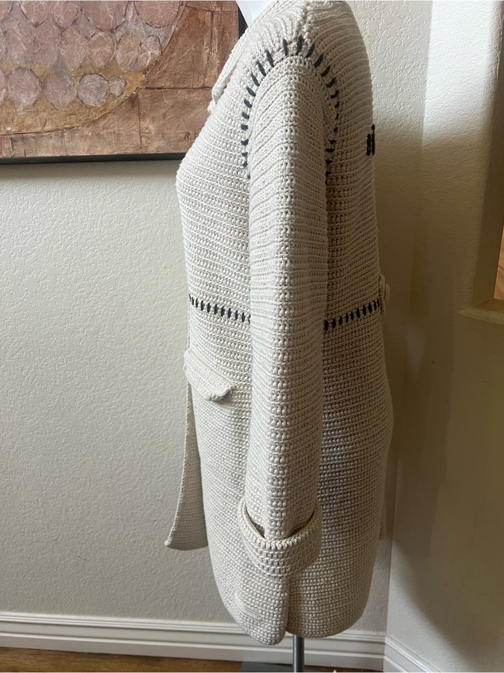 Odd Molly Cream Crochet Button-Front Women's Sweater Coat GUC Large - Picture 9 of 16